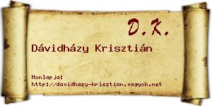 Dávidházy Krisztián névjegykártya